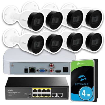 ZESTAW KAMER DO MONITORINGU DAHUA IP PoE - 8x Kamera IPC-HFW1530S 5MPx DMSS