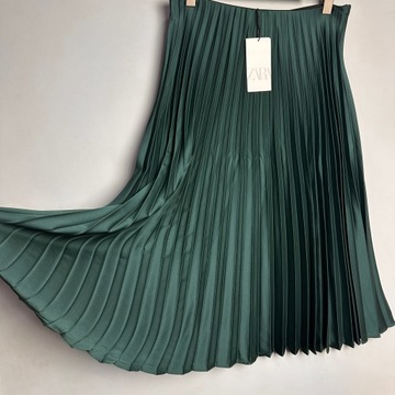 ZARA Zielona Plisowana Spódnica XL