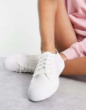 Superga XXJ kgn SZNUROWANE BIAŁE TRAMPKI 35,5