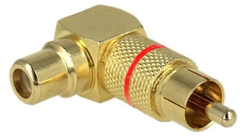 Przejście 1x RCA wt - 1x RCA gn (kątowe)