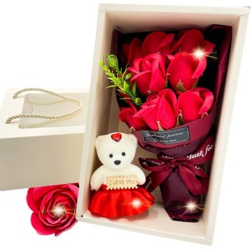 PACHNĄCE RÓŻE KWIATY MYDLANE FLOWER BOX PREZENT NA DZIEŃ KOBIET BUKIET