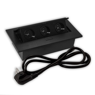 Przedłużacz meblowy wpuszczany czarny FLEXI2 3x230V