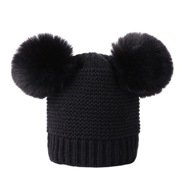 Ball Warm Woolen Solid Kids Children Cap Cute Winter Baby Double Hair Hat B