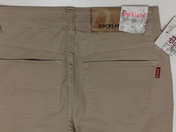 Spodnie letnie męskie beżowe prosta nogawka firma Dockland rozm. 77 cm. pas
