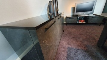 Итальянский комод Mango, 4 дверцы, мрамор, глянцевый лак, антрацит Marmo