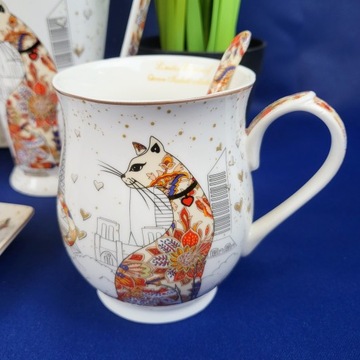 КРУЖКА С ЛОЖКОЙ КОТЫ 350МЛ