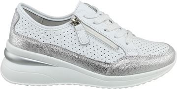 BUTY SPORTOWE SNEAKERS XF78 NA KOTURNIE BIAŁE r40