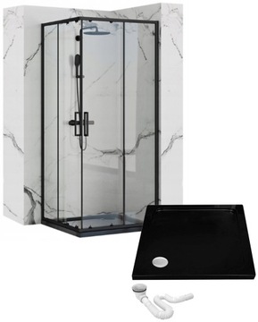 Kabina Prysznicowa Punto Black 90x90 Rea + Brodzik