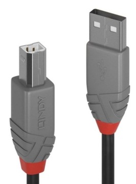 Lindy 36672 Кабель USB 2.0 A-B черный Anthra Line - 1м