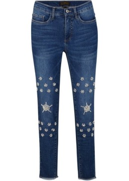 AF5918 spodnie jeansowe z perełkami r.50