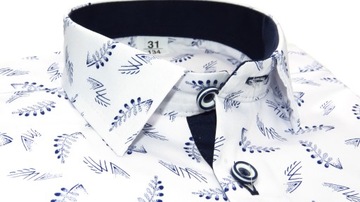 Koszula Wizytowa Elegancka Biała LIŚĆ PAPROCI 140