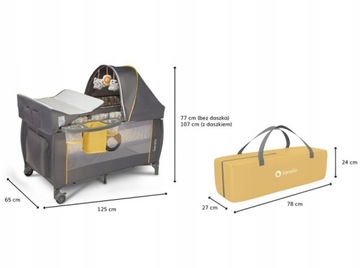 Дорожная кроватка LIONELO SVEN, ВОСПРОИЗВЕДЕНИЕ + МУЗЫКАЛЬНАЯ ШКАТУЛКА