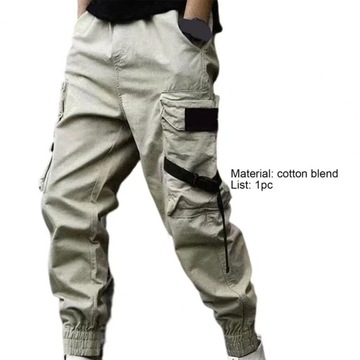Men Cargo Pants Multi Pockets Hip Hop Drawstring J