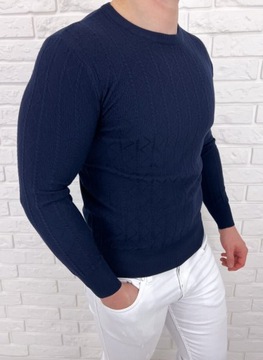 Granatowy sweter meski stylovy HHL8069 - XXL