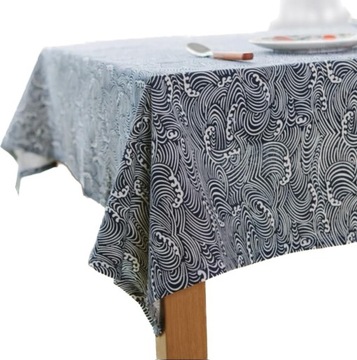 OBRUS PLAMOODPORNY 110x140cm WZORY NIEBIESKI KINLO