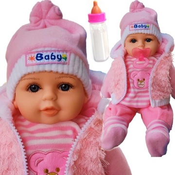LALKA BOBAS 35CM MÓWI ŚPIEWA PO POLSKU RÓŻOWA DZIDZIUŚ JAK ŻYWA BUTELKA SMO