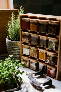 Органайзер для специй Подставка для специй, стеклянные баночки, 16 шт. бамбук