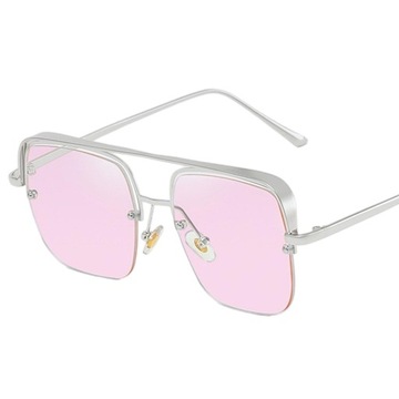 Okulary przeciwsłoneczne w stylu retro Vintage, damskie, męskie, modne na zewnątrz, srebrne różowe