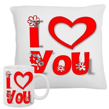НАБОР КРУЖКА + ПОДУШКА «ЛЮБОВЬ» С ИМЕННОЙ НАДПИСЬЮ