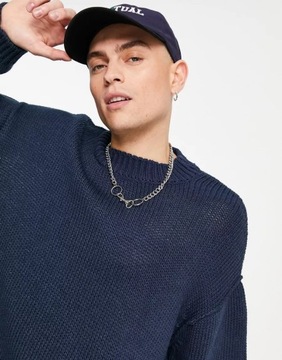 SWETER MĘSKI GRANATOWY KLASYCZNY OVERSIZE L 1VAE