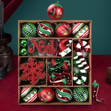 70x Набор елочных игрушек в форме шаров. Небьющиеся украшения.