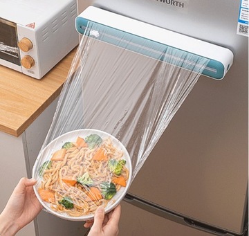 DOZOWNIK KUCHENNY DO FOLII SPOŻYWCZEJ OBCINACZ PODAJNIK FOLII MAGNETYZM