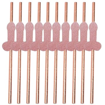 SŁOMKI PENISKI ROSE GOLD 10 szt. DEKORACJA NA WIECZÓR PANIEŃSKI