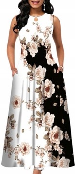 Elegancka sukienka długa w kwiaty modna maxi