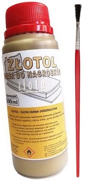 ZŁOTOL FARBA do Liter na Grobach ZŁOTA ++ PĘDZEL