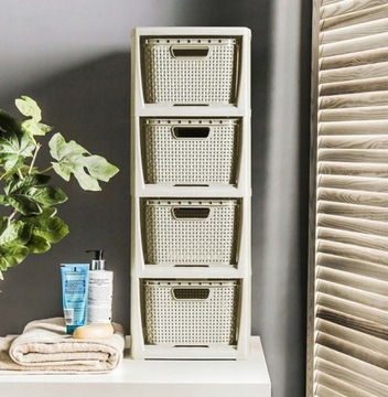 КНИЖНЫЙ ШКАФ, ШКАФ, СУНДУК, ПОЛКА С 4 КОРЗИНАМИ, РОТАН БРАНК