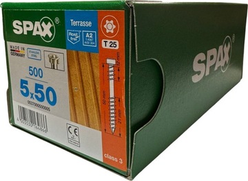 SPAX-D WKRĘTY TARASOWE 5x50 A2 500szt SREBRNE