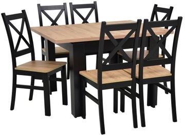 Komplet STÓŁ 90x90/120 6 krzeseł krzyżak ARTISAN