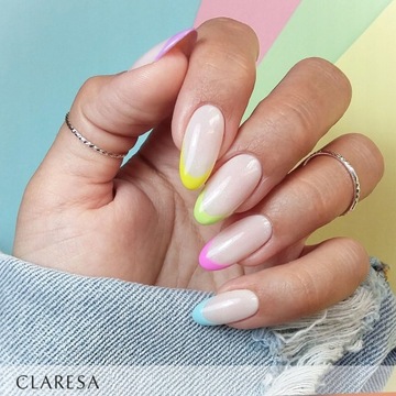 Cukierkowy mani 7x CLARESA Lakier HYBRYDA TOP BAZA