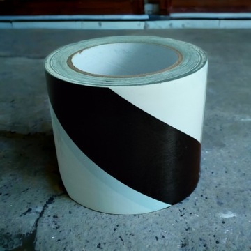 Лента сигнальная черно-белая, самоклеящаяся, 100мм/33м, МАРКИРОВКА