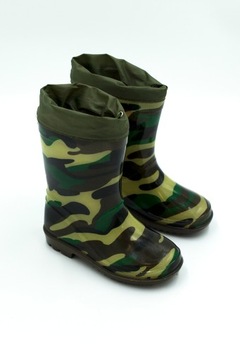 Kalosze DZIECIĘCE gumowce WSUWANE moro ZIELONE (30)