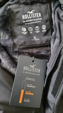 Kurtka Abercrombie Hollister XL zimowa czarna futerko sherpa