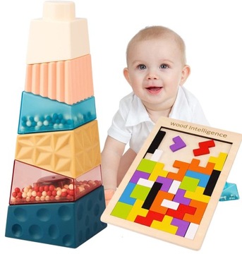 Montessori Gra Edukacyjna Sensoryczna Wieża Edukacyjna Sensoryczna Piramida