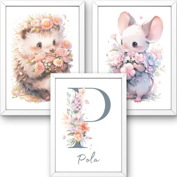 НАБОР ДЕТСКИХ ПОСКАТОВ А3 ДЕТСКИЕ КАРТИНКИ ПОСТЕРЫ ЖИВОТНЫЕ ЦВЕТЫ 3X