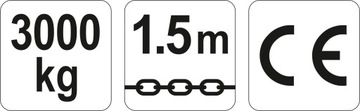 WCIĄGNIK ŁAŃCUCHOWY - DŹWIGNIOWY 3 T WYSOKOŚĆ PODNOSZENIA 1,5 M YT-58966