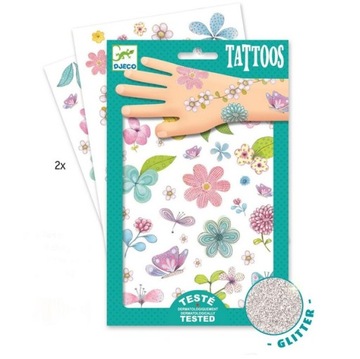 Djeco: Tatuaże brokatowe KWIATY 3+ 9585