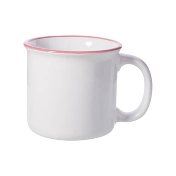 Kubek ceramiczny emaliowany 300ml z różowym rantem