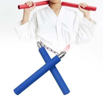 Nunczaki treningowe z pianki Wygodny uchwyt ze sznurkiem Nunchakus w kolorze chińskim niebieskim