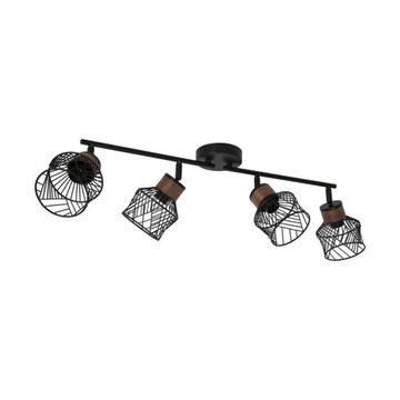 Listwa reflektorowa Kanel czarna z drewnem E27