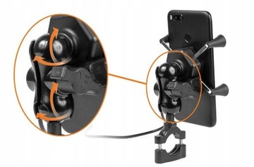 ДЕРЖАТЕЛЬ ДЛЯ ТЕЛЕФОНА НА МОТОЦИКЛ - XL - С ЗАРЯДКОЙ USB - ЧЕТЫРЕ СПИЦЫ
