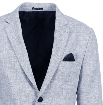 MARYNARKA MĘSKA MELANŻOWA WIZYTOWA ELEGANCKA CASUAL BIZNESOWA BAWEŁNIANA 58