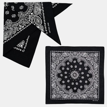 BANDAMKA BANDANA CHUSTKA CHUSTA APASZKA PAISLEY 100% BAWEŁNA CZARNA