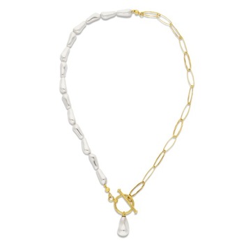 Naszyjnik białe perełki pozłacane srebro 925