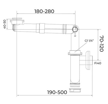 PÓŁSYFON UMYWALKI REGULOWANY OSZCZEDZAJĄCY MIEJSCE