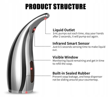 Automatyczny dozownik mydła na podczerwień 300 ml