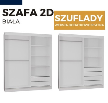 SZAFA CASPIAN - PRZESUWNA BIAŁA - 2D 170 CM - LACOBEL